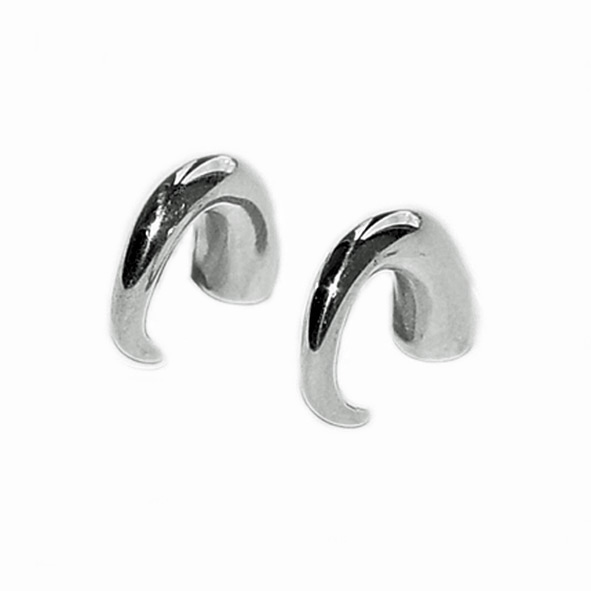 These solid silver hoop earrings taper to a point from 4mm. Approximate maximum dimensions are height 13mm, width 4mm, depth 10mm. The earrings are practical, comfortable and therefore ideal for everyday wear.