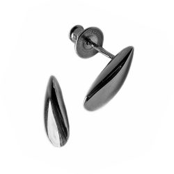Small side shell studs with smooth organic form. The solid silver earrings are height 13mm width 6mm depth 3mm. 