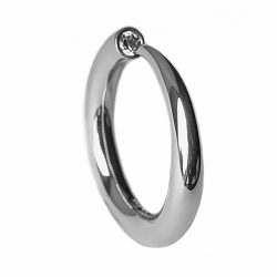 Hand forged silver tapering contemporary ring with a comfortable rounded band. The solid sterling silver band tapers to a point from 4mm and is end set with a brilliant  0.1ct vsfg diamond. The ring is one of the original designs in Paul’s timeless classic ”wiggly ” collection. This minimalist ring is practical and suitable for everyday wear or special occasions. It also makes the perfect engagement ring and can be paired with 4mm halo wedding ring C19. Platinum, 9ct/18ct white gold, 9ct/18ct yellow gold versions are available on request – please contact for further details. The ring is handmade to order to your specific finger size. Please let us know your ring size when you place your order. We have used the UK/AU sizing system, however, If you have a ring size based on EU, US/Canada or any other international sizing system we can convert it. The ring has a Paul Finch hallmark and conforms to the British hallmarking standard. It is delivered in a Paul Finch Jewellery box. Cleaning instructions For satin finish use silver dip, rinse in warm soapy water, dry thoroughly. For polished finish use silver polishing cloth/ and or silver dip. FREE Delivery The parcel will be sent out using secure Colissimo International tracked and signed for service and will require a signature on receipt. (UK customers: We will advise you when the parcel has arrived in the UK and is with Parcelforce. If there are any additional charges, they will be fully reimbursed). Despatched within 2-5 working days