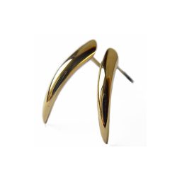These striking 18ct gold spike earrings are pure and simple in design. They are practical and unusual everyday earrings. The solid gold studs taper from 3mm. They have approximate maximum dimensions of height 13mm x width 3mm x depth 3mm. The small gold spike earrings come in satin finished or highly polished silver. (If you would like the earrings in 9ct and 18ct white, yellow gold, or platinum,please contact us for details) They have a simple ear post and butterfly fixing. The small 18ct gold spike earrings are delivered in a Paul Finch Jewellery gift box.